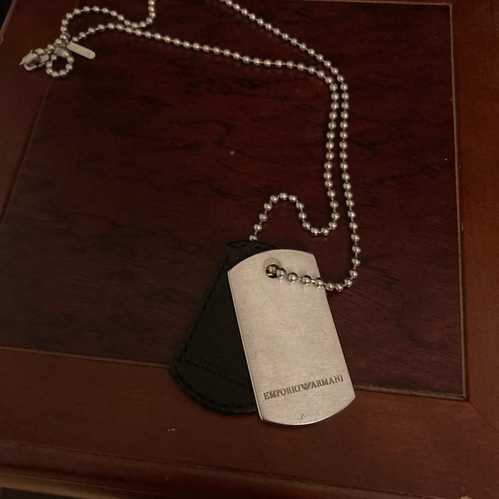 Emporio Armani double dog tag necklace with chain.